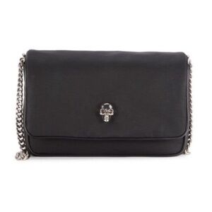 Alexander McQueen Black Crossbody Bag with Silver Chain